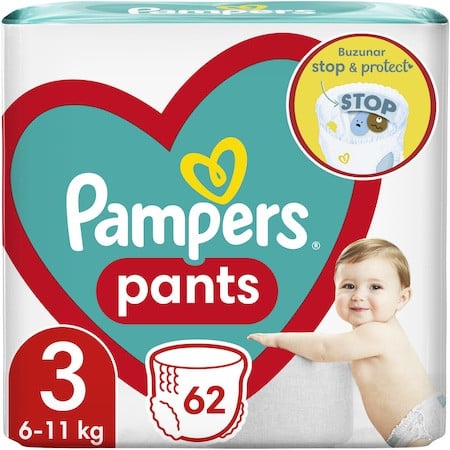 Scutece-chilotel Pampers Pants Jumbo Pack Marimea 3, 6-11 kg, 62 buc