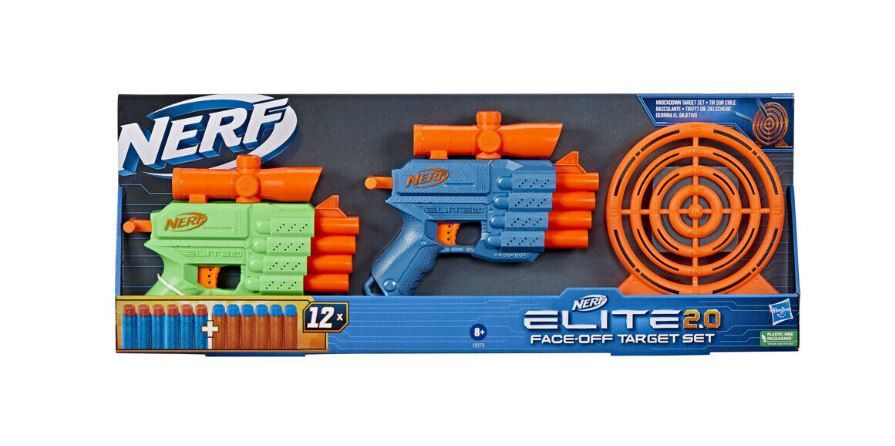 Set 2 pistoale Nerf Elite 2.0 Face Off Target, 12 proiectile, Multicolor