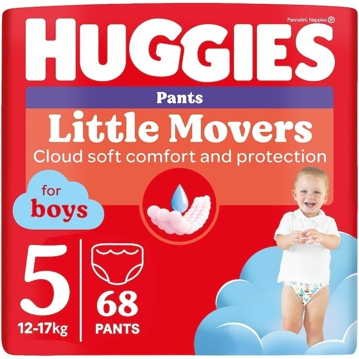 Scutece chilotel Huggies Little Movers 5, Boy, 12-17 kg, 68 buc