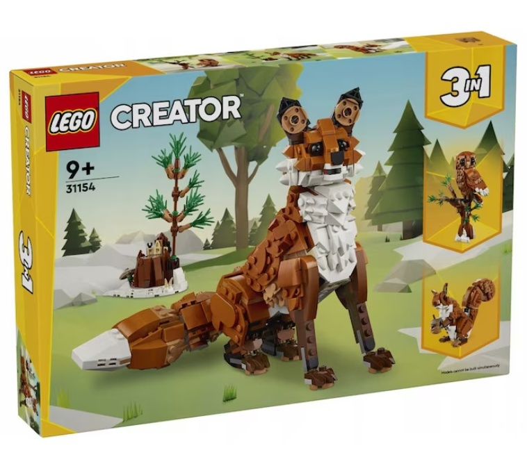 Set de constructie LEGO Creator 31154 Animale din padure: Vulpe Rosie, 3 in 1, 667 piese, +9 ani