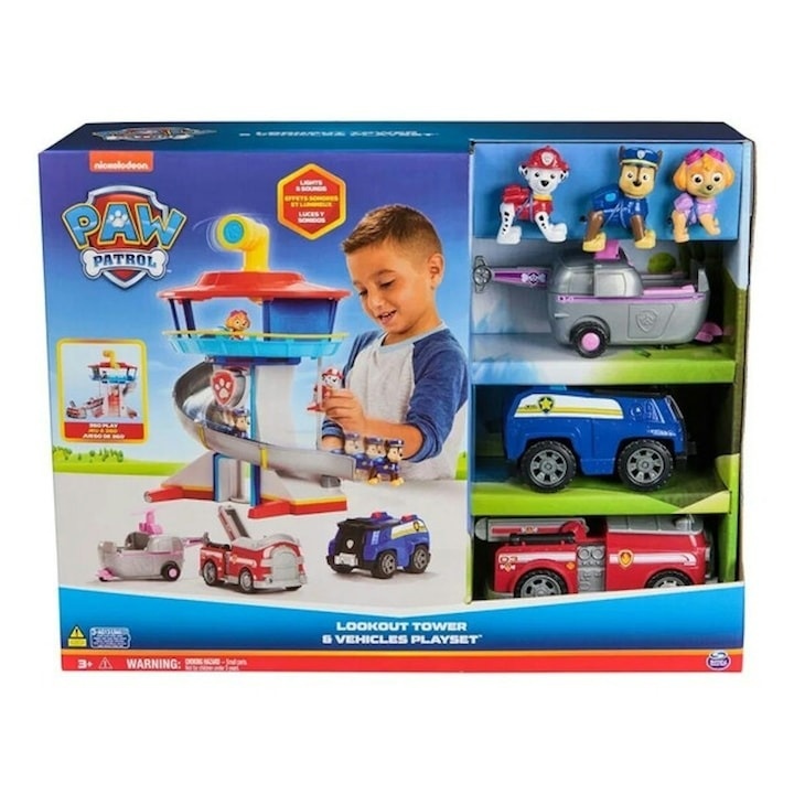 Set de joaca Paw Patrol - Lookout Tower cu vehicule