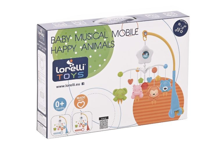 Carusel muzical patut Lorelli - Happy animals, portocaliu - 1 | YEO