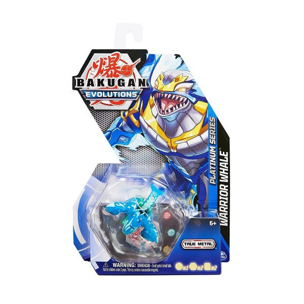 Figurina Bakugan Evolutions Platinum Series, Warrior Whale, Albastru, 6 cm