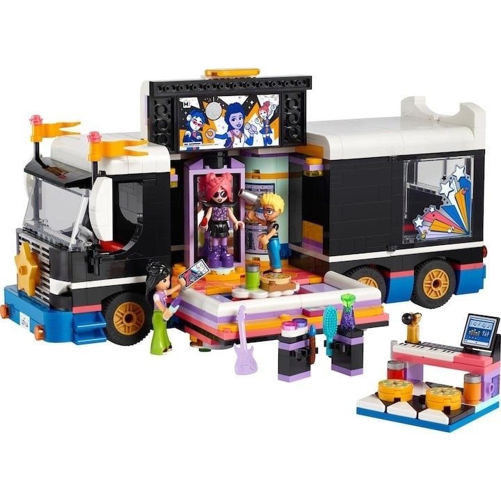 LEGO® Friends - Autocar de turneu pentru staruri pop 42619, 845 piese - 2 | YEO