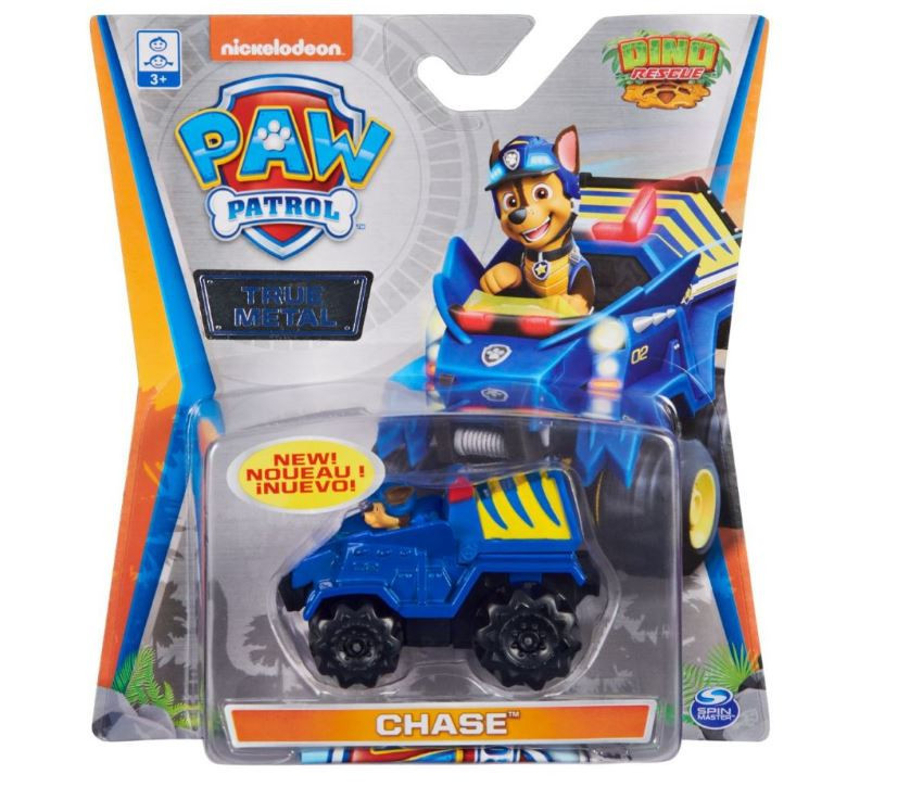 Masinuta Paw Patrol Dino Rescue, Chase, Albastru, 10 cm