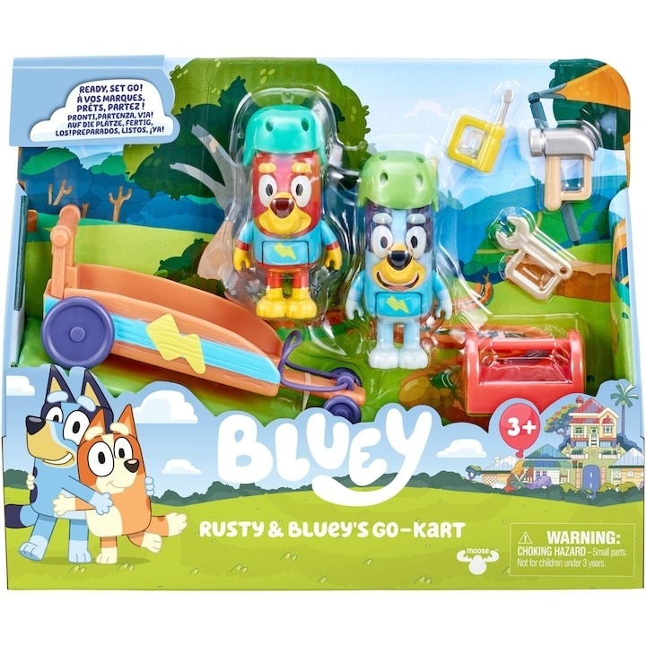 Set 2 figurine Bluey - Bluey & Rusty, Go-kart