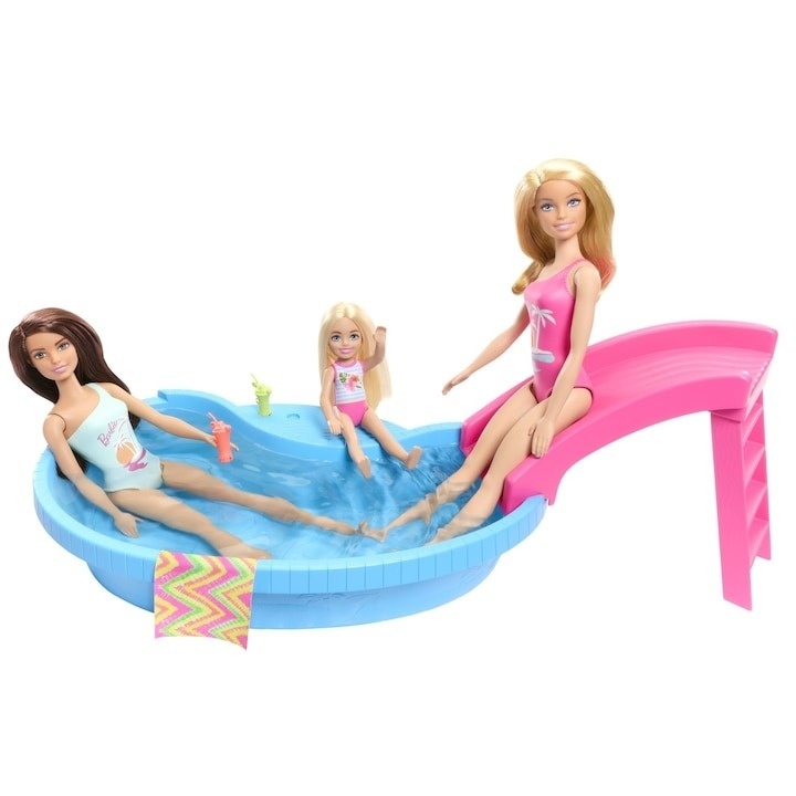 Set de joaca Barbie - Barbie blonda si piscina - 3 | YEO