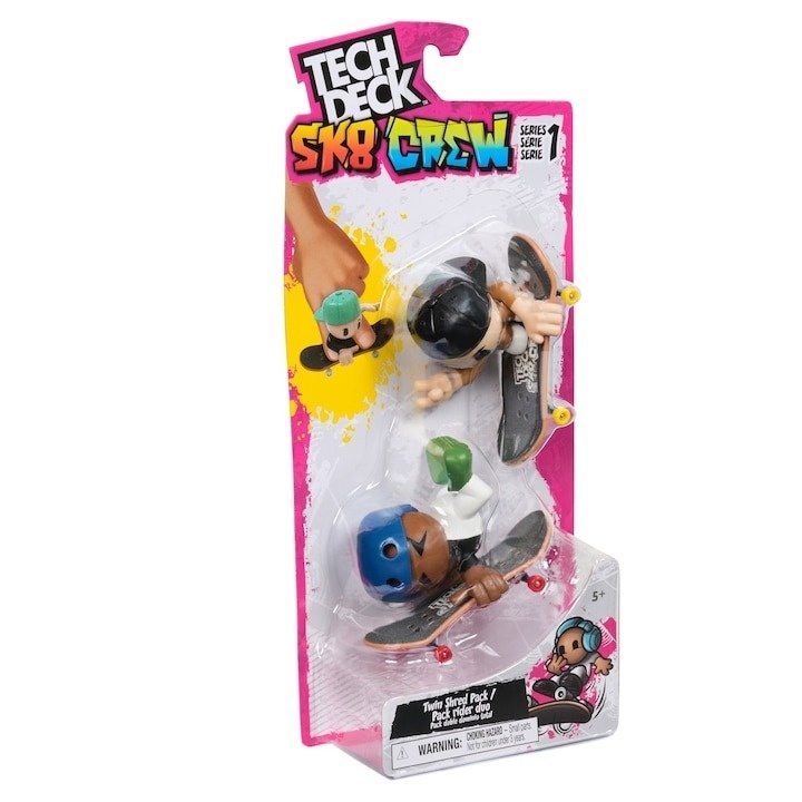 Tech Deck, SK8 Crew, set 2 mini placi de skateboard cu 2 figurine, model 3