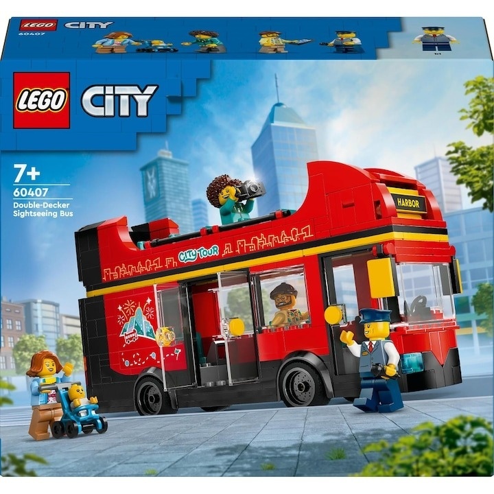 LEGO® City - Autobuz turistic rosu cu etaj 60407, 384 piese