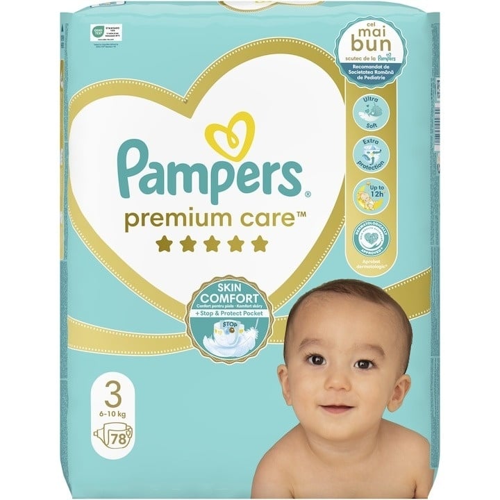 Scutece Pampers Premium Care Jumbo Pack Marimea 3, 6-10 kg, 78 buc - 1 | YEO