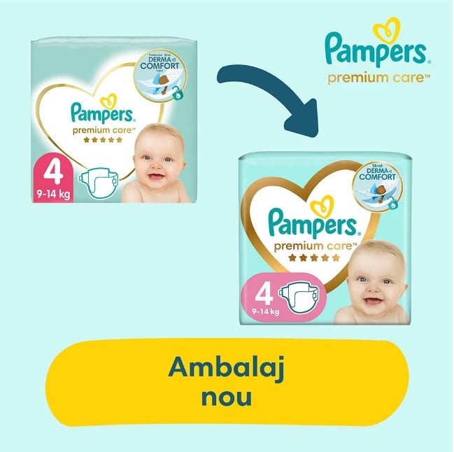 Scutece Pampers Premium Care Jumbo Pack Marimea 4, 9-14 kg, 68 buc - 2 | YEO