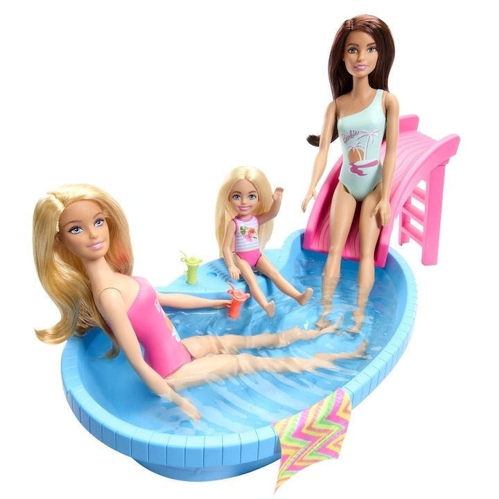 Set de joaca Barbie - Barbie blonda si piscina - 4 | YEO
