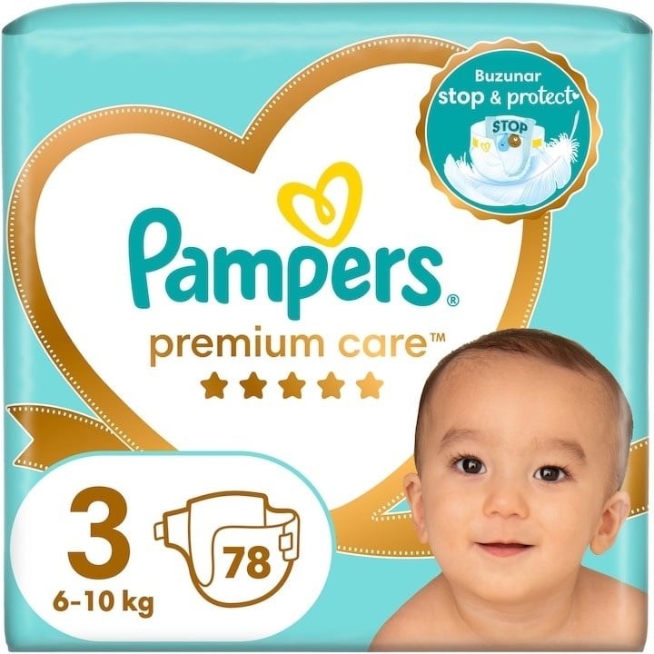 Scutece Pampers Premium Care Jumbo Pack Marimea 3, 6-10 kg, 78 buc