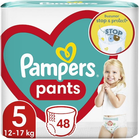 Scutece-chilotel Pampers Pants Jumbo Pack Marimea 5, 12-17 kg, 48 buc