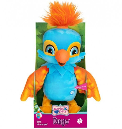 Jucarie de plus interactiva, Noriel Pets, Diego, Albastru, 30 cm