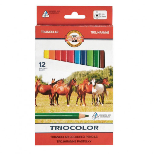 Creioane colorate Koh-I-Noor, TRIOCOLOR, 12 culori