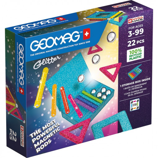 Set de constructie magnetic Geomag Glitter Panels 22 piese, 534