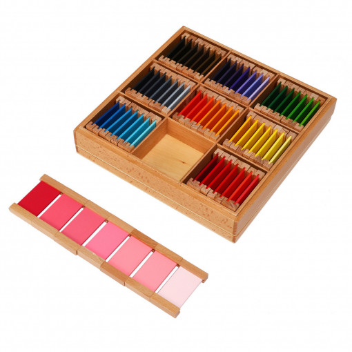 Joc educativ Aloya Montessori Cutie 9 Culori, Lemn, Multicolor, 3 ani+