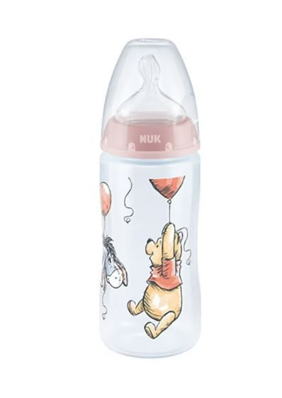 Biberon Nuk, First Choice Plus, Winnie The Pooh, Cu tetina, 300 ml, Cauciuc, Sticla, Multicolor, 0-6 luni