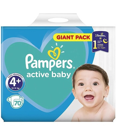 Scutece Pampers Active Baby - Giant Pack, nr. 4+ (10-15 kg) x 70 buc