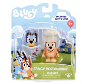 Set 2 figurine Bluey si Bingo la restaurant - Fancy Restaurant, 4 piese, 3 ani+ - Img 1