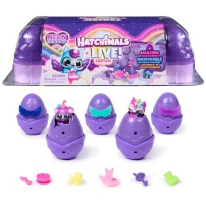 Set figurine in cosulet, Hatchimals, Alive Neon Rainbow Carton - Img 1