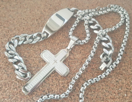 Lant +medalion +bratara INOX cod mihasem723 - Img 2