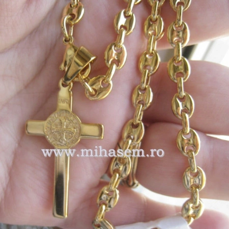 Lant  +medalion  INOX  placat  ( otel inoxidabil ) cod mihasem316 - Img 3