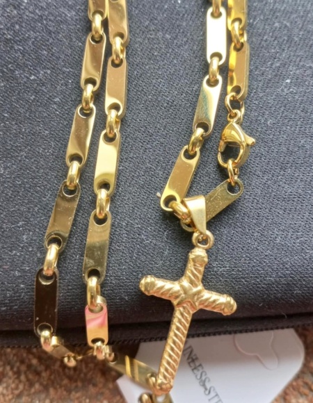 Lant +medalion INOX placat ( otel inoxidabil ) cod mihasem413