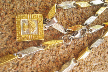 Lant +medalion INOX  placat  ( otel inoxidabil ) cod mihasem536 - Img 4