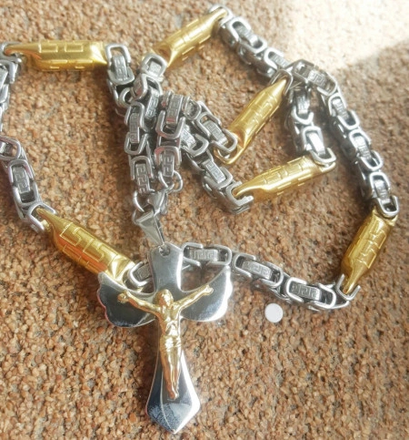 Lant +medalion INOX placat ( otel inoxidabil ) cod mihasem743 - Img 2