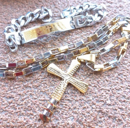 SET Lant medalion bratara INOX placat ( otel inoxidabil ) cod mihasem898 - Img 3
