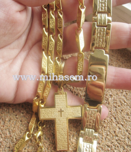 Lant+medalion+ bratara INOX placat ( otel inoxidabil ) cod mihasem344