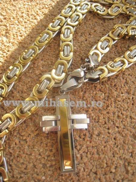 Lant +medalion INOX placat ( otel inoxidabil ) cod mihasem184 - Img 2