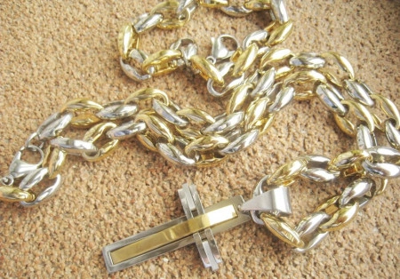 SET Lant +medalion +bratara INOX placat ( otel inoxidabil ) cod mihasem515 - Img 7
