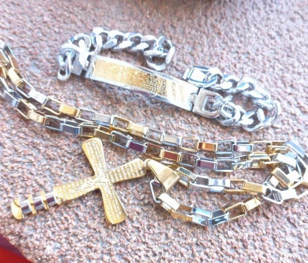 SET Lant medalion bratara INOX placat ( otel inoxidabil ) cod mihasem898 - Img 4