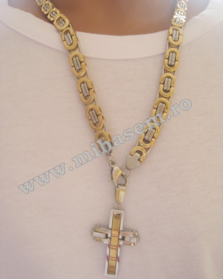 Lant +medalion INOX placat ( otel inoxidabil ) cod mihasem184 - Img 3