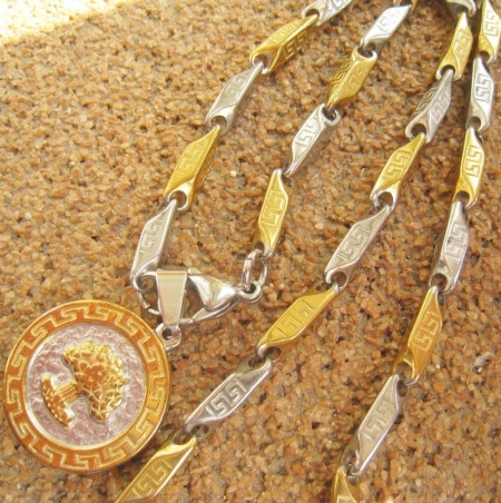 Lant +medalion INOX placat ( otel inoxidabil ) cod mihasem537 - Img 2