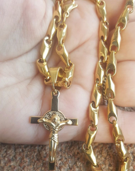 Lant +medalion INOX placat( otel inoxidabil ) cod mihasem691 - Img 2