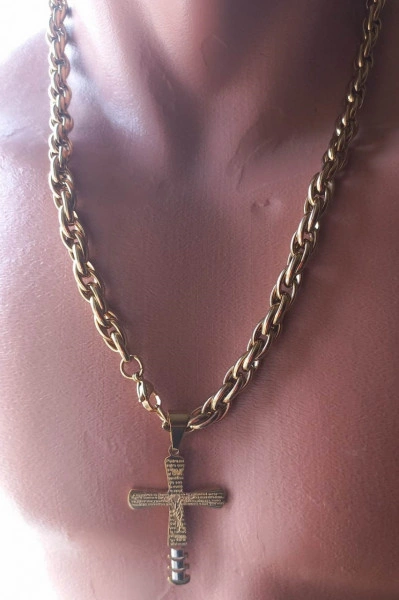 Lant +medalion INOX placat ( otel inoxidabil ) cod mihasem873 - Img 2