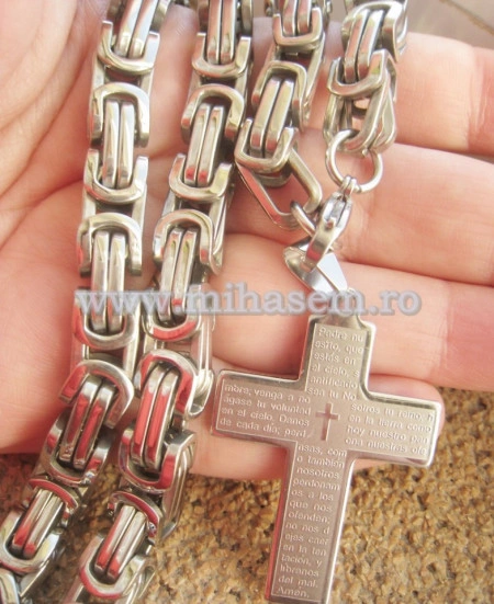 SET lant +medalion +bratara INOX placat ( otel inoxidabil ) cod mihasem453 - Img 3