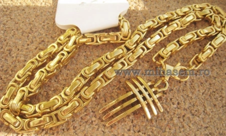 Lant +medalion  INOX placat  ( otel inoxidabil ) cod mihasem398 - Img 4