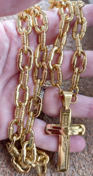 Lant +medalion INOX placat ( otel inoxidabil ) cod mihasem903 - Img 2