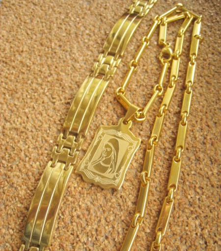 Set Lant   +medalion + bratara INOX  placat  ( otel inoxidabil ) cod mihasem586 - Img 4