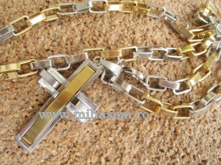 Lant +medalion  INOX  placat  ( otel inoxidabil ) cod mihasem261 - Img 2