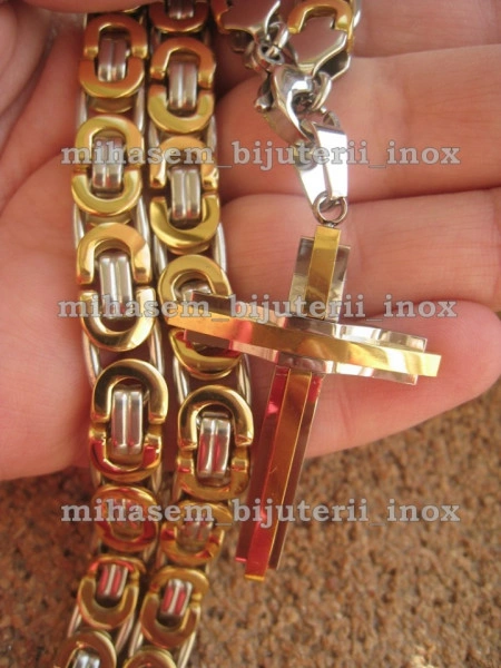 Lant +medalion +bratara INOX ( otel inoxidabil ) cod mihasem100 - Img 2