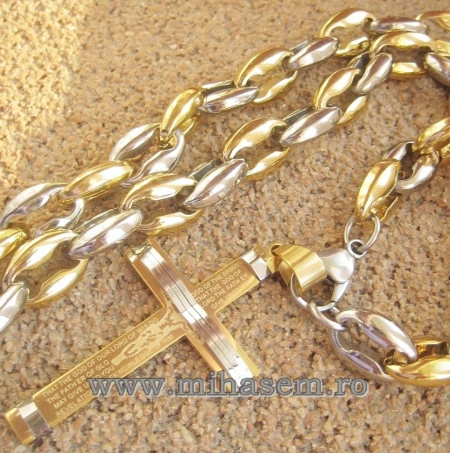 Lant +medalion INOX placat ( otel inoxidabil ) cod mihasem480 - Img 3