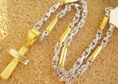 Lant +medalion   INOX  placat  ( otel inoxidabil ) cod mihasem584 - Img 2