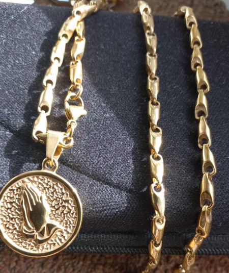 Lant +medalion INOX placat ( otel inoxidabil ) cod mihasem748
