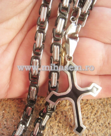 SET lant  +medalion +bratara INOX   placat ( otel inoxidabil ) cod mihasem451 - Img 4